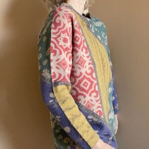 Multicolor Patchwork Look Sweater, Cotton Wool Blend